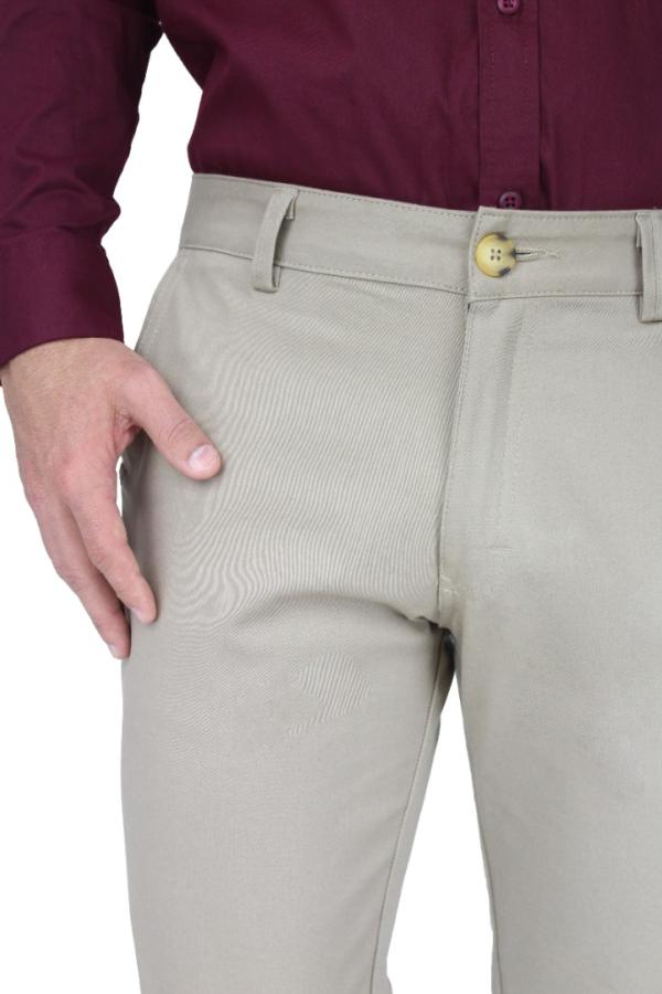 Pantalón de Vestir Stretch Color Caki Slim Fit Para Hombre